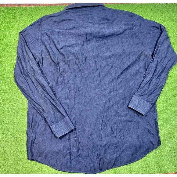 Bonobos Linen Button Down 2XL Long Big & Tall Standard Fit Casual Preppy Navy - Picture 6 of 6